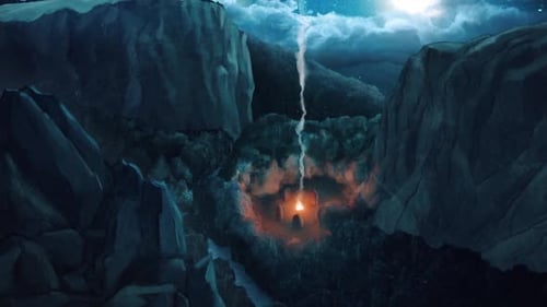 Fantasy Wizard Brewing Magic Potion in Enchanted Forest Animation