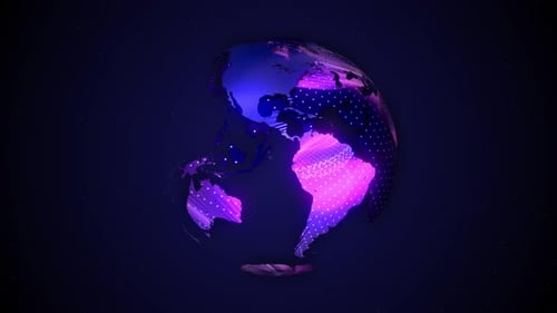 Digital earth map animation. Animated earth globe spinning news background. A 184