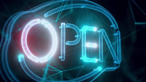 Digital Neon Open Sign Title Animation