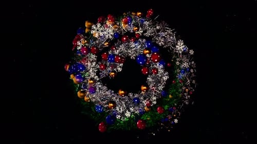 Abstract beautiful spiral, Christmas garland with toys and tinsel, seamless loop