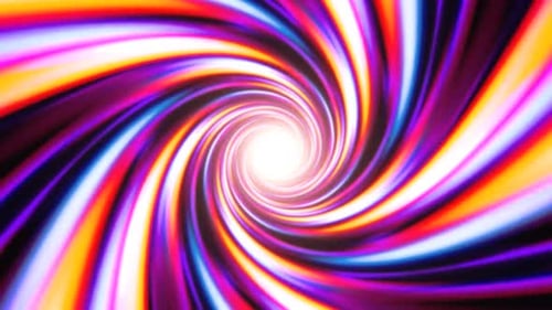 Fast Color Vortex Spiral Swirling in Abstract Psychedelic Tunnel - 1080p