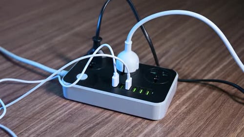 Male Hand Unplugging Cables From the Power Outlet