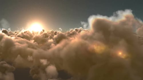 Nuages enfumés et soleil éclatant
