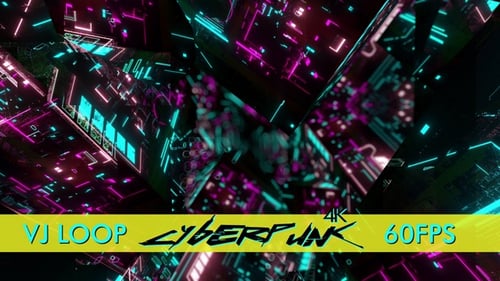 4k Cyberpunk Neon Dark Tunnel Vj Loop