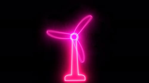 Neon glowing turbine generated electricity from air. A 251