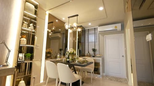 Modern and Luxurious Apartment Decoration Walkthrough from the Dining Area to the Living Area