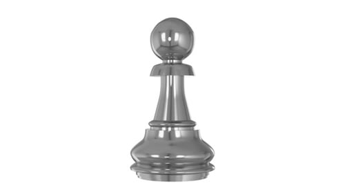 3D Metallic Chess Pawn Rotating with Alpha Channel