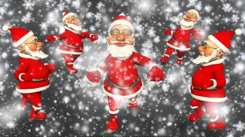 Animated Santa Claus Walking with Snow Overlay