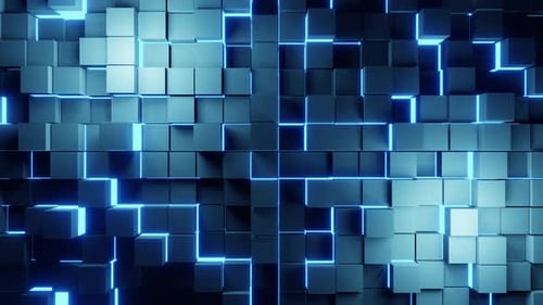 Fond de mur de briques métalliques bleu froid Vj Loop 4K