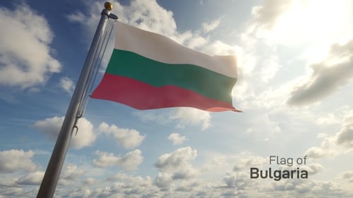 Bulgarian Flag Waving in the Wind with Blue Sky
