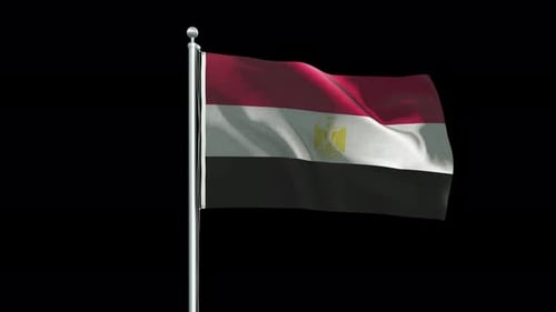 Realistic Waving Flag of Egypt on a Pole