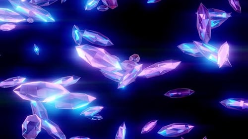 Futuristic Glowing Crystal Gems Abstract Background Loop