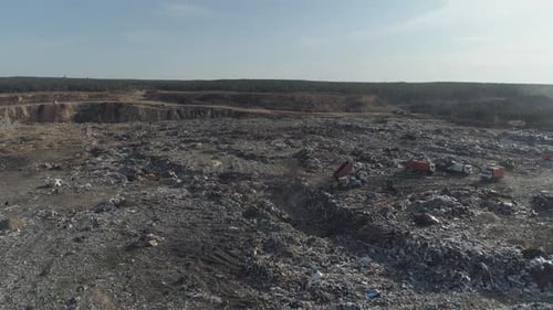 Garbage Dump Aerial View of the Garbage and Waste Storage a Flock of Gulls Over the Dump View From