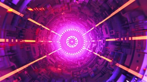Futuristic Neon Cybernetic Tunnel Loop Background
