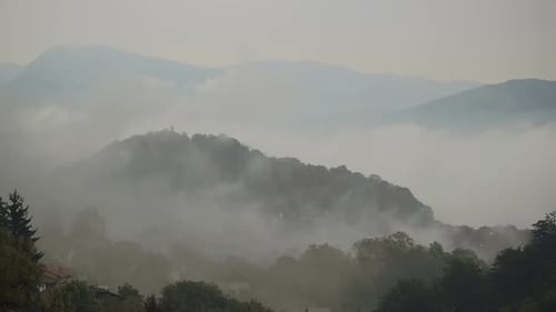 Italian Hill Town Cover with Fog Time Lapse