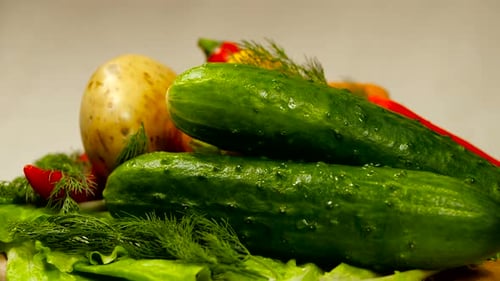Fresh Vegetables on a Plate, Close Up