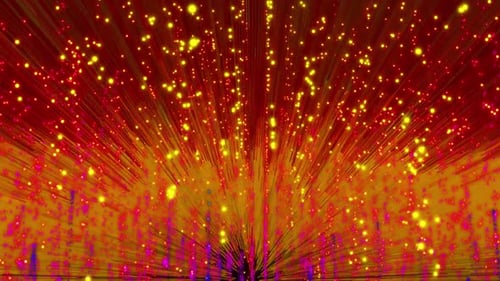 Bewegung der goldenen Farbpartikel im digitalen Raum. Bewegung der Partikel Hintergrund.