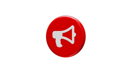 Glossy 3D Megaphone Icon Rotating for Business Announcements