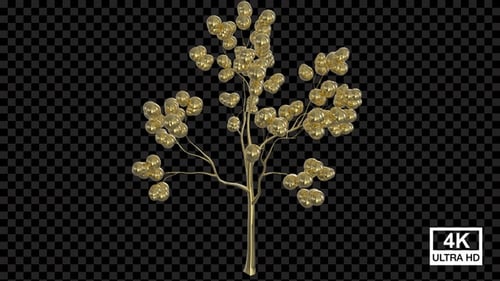 Elegant Golden Tree Growth Animation with Orbs
