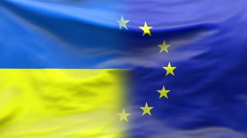 Hintergrund der Flagge Europas und der Ukraine