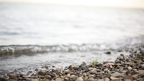 Waves Rippling on a Rocky Beach Shoreline