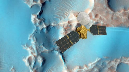 Futuristic Space Probe Orbiting Distant Planet