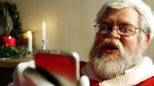 Santa Claus Using Mobile Phone