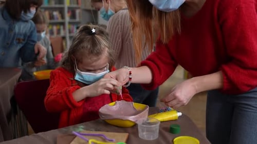 Children Doing Arts and Crafts in Classroom