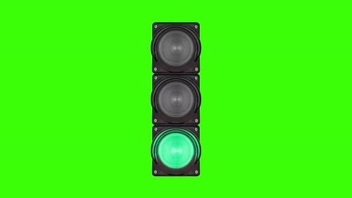 Traffic Light Changing Colors on Green Screen