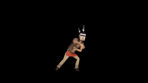Stylized Character Performing Traditional Tribal Dance Animation