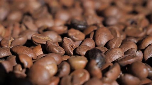 Coffee Beans Fill Frame, More Falling