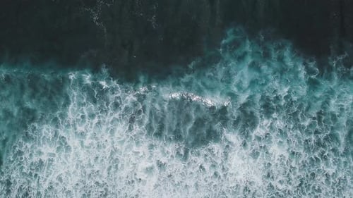 Waves Rolling From Above. Top Down View.