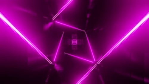 Flying in a tunnel with flashing red fluorescent lights