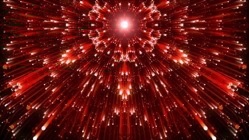 Vibrant Red Radiant Particle Burst Celebration Animation