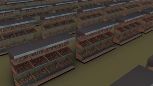 A Lot Of Market Shelf Buns In A Row Hd