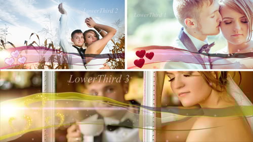 Romantic Wedding Lower Third with Animated Hearts and Petals