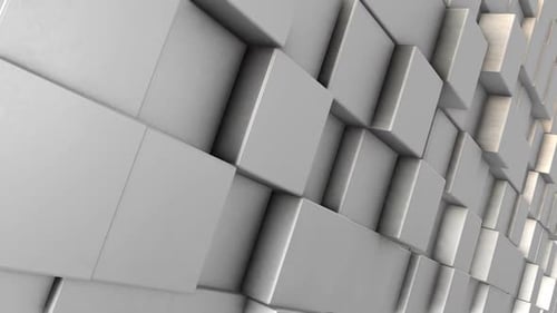 Metallic cube blocks wall with random motion