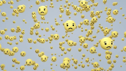 Animated Falling Sad Face Emojis Background Loop