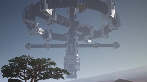 Alien Spaceship Over Desert