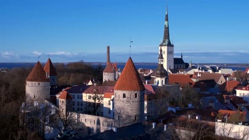 Aerial View of Tallinn Medieval Old Town, Estonia