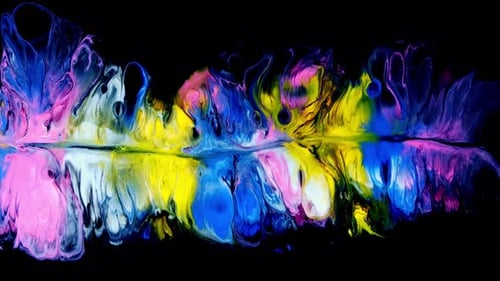 Abstract Fluid Paint Swirls on Black Background