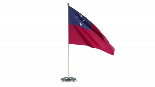 Samoa National Flag Waving Animation on Pole
