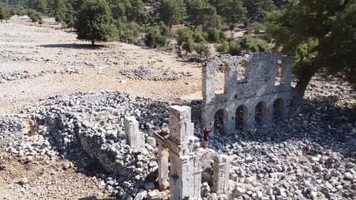 Ruins of church Angel Gabriel near demre in turkey. Located in the hardest part of Lycian Way