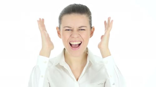Screaming Woman, White Background