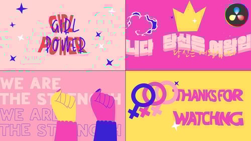 Girl Power Typography Scenes for DaVinci Resolve