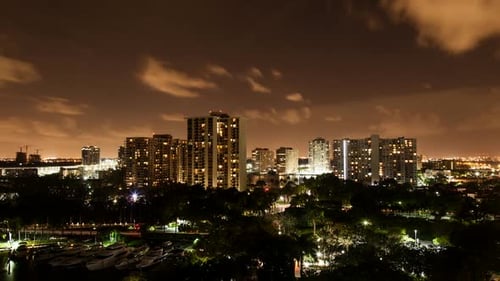 Clouds Over Miami Skyline At Night 02