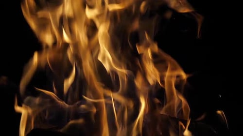 Bonefire, Fire flames in campfire, campsite at Masai Mara Park, Kenya, slow motion