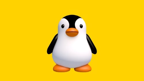 Penguin 3D, rotation à 360 degrés, en boucle