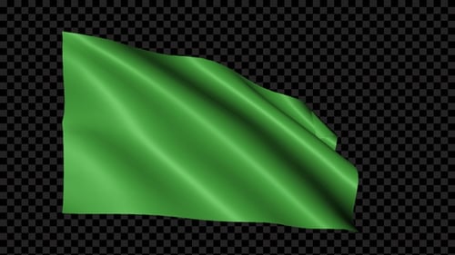 Realistic Green Flag Waving Animation with Alpha Channel
