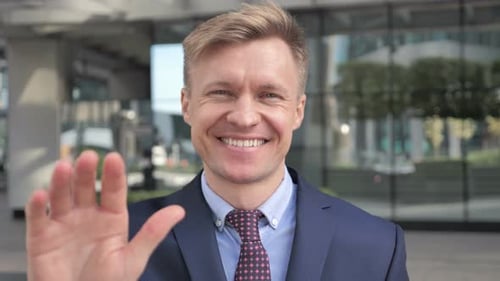 Hello, welcoming Businessman Outside Office